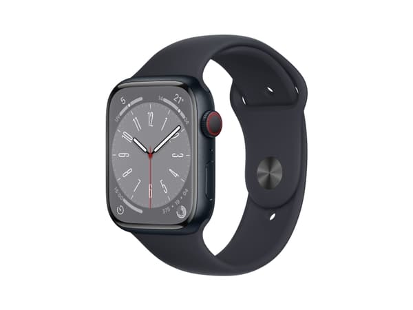 Apple Watch Series 8 (GPS + Cellular) - 45 mm - midnight aluminium - smart klocka med sportband - fluoroelastomer - midnatt - bandstorlek: normal - 3