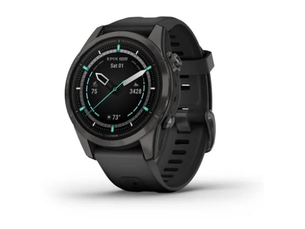 Garmin epix Pro - Sapphire Edition - 2. generasjon - 42 mm - titan karbongrå DLC - Ja smartklokke med bånd - silikon - svart - håndleddstørrelse: 108