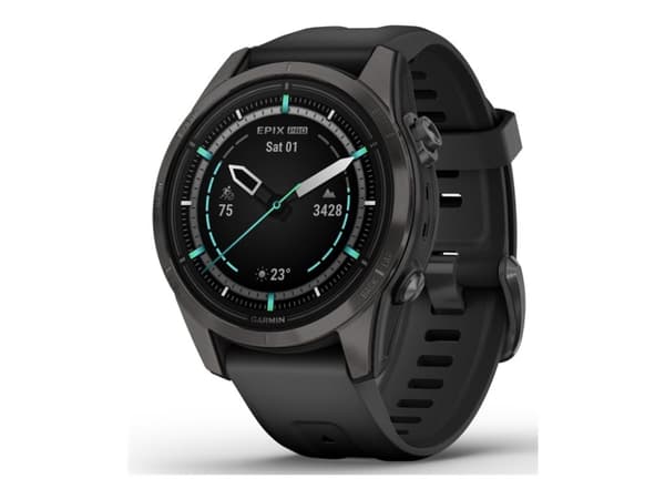 Garmin epix Pro - Sapphire Edition - 2. generasjon - 42 mm - titan karbongrå DLC - Ja smartklokke med bånd - silikon - svart - håndleddstørrelse: 108