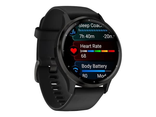 Garmin Venu 3 - 45 mm - svart fiberarmert polymer - smartklokke med bånd - silikon - håndleddstørrelse: 135-200 mm - display 1.4" - 8 GB - Bluetooth,