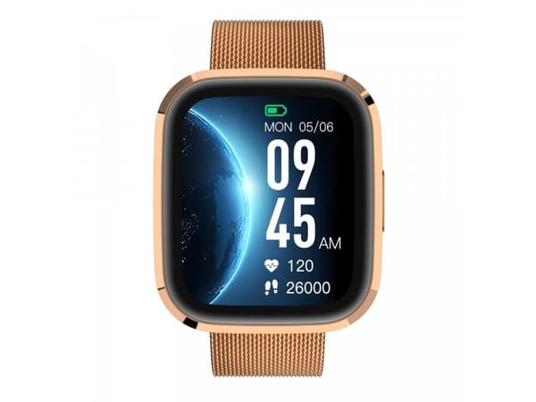 Garett GRC Style Smartwatch, guld med ljusbrunt stålarmband