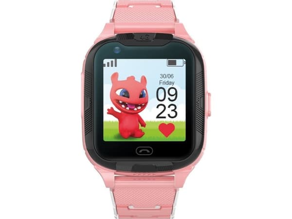 Smartklokke for barn Maxlife 4G GPS WiFi MXKW-350, Rosa farge