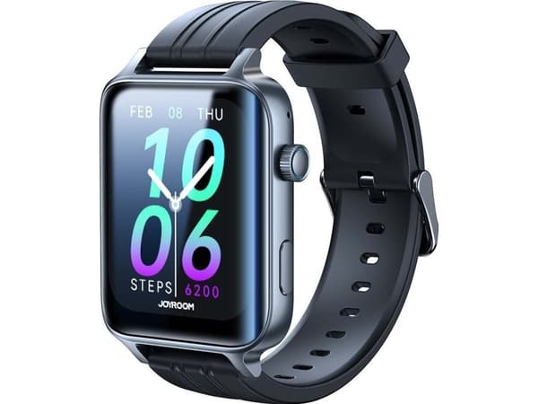 Joyroom JR-FT6 Fit-Life smartklocka, mörk silverfärgad boett med svart armband