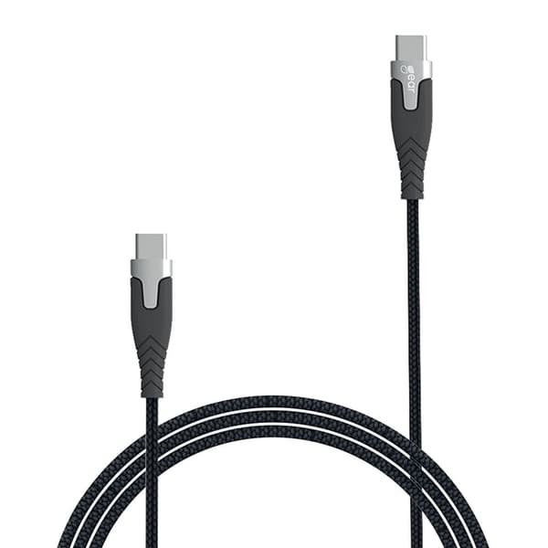 Gear Laddkabel PRO USB-C till USB-C 2.0 1.5m Svart Kevlarkabel med Metallkopplingar