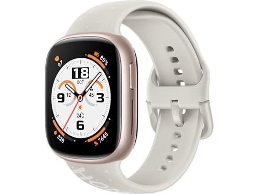 Smartklokke Honor Watch 4, rosegullfarget urkasse med grå reim
