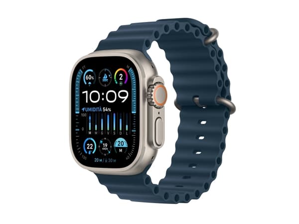 Apple Watch Ultra 2 - 49 mm - titan - smart klocka med Ocean-band - fluoroelastomer - blå - handledsstorlek: 130-200 mm - 64 GB - LTE, Wi-Fi, Bluetoo