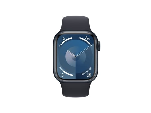 Apple Watch Series 9 (GPS + Cellular) - 41 mm - midnattsaluminium - smartklokke med sportsbånd - fluorelastomer - midnatt - båndbredde: S/M - 64 GB -