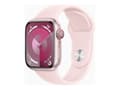 Miniatyrbilde 1 av 5: Apple Watch Series 9 (GPS + Cellular) - 41 mm - rosa aluminium - smartklokke med sportsbånd - fluorelastomer - lys rosa - båndbredde: S/M - 64 GB - W