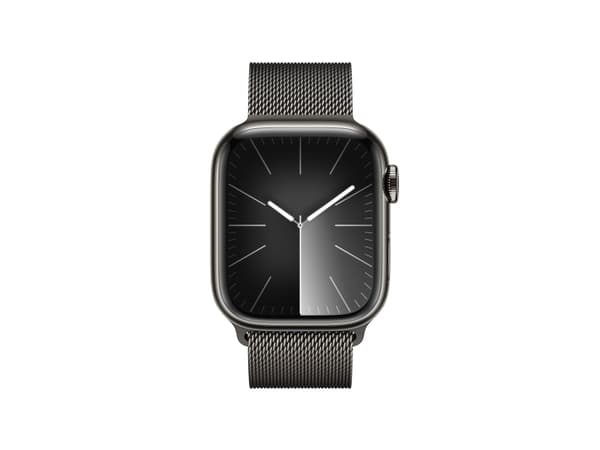 Apple Watch Series 9 (GPS + Cellular) - 41 mm - rustfritt grafittstål - smartklokke med fint strikket løkke - 64 GB - Wi-Fi, Bluetooth, UWB, LTE - 4G