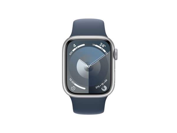 Apple Watch Series 9 (GPS + Cellular) - 41 mm - silveraluminium - smart klocka med sportband - fluoroelastomer - stormbl¨ - bandstorlek: S/M - 64 GB