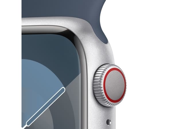 Apple Watch Series 9 (GPS + Cellular) - 41 mm - silveraluminium - smart klocka med sportband - fluoroelastomer - stormbl¨ - bandstorlek: S/M - 64 GB