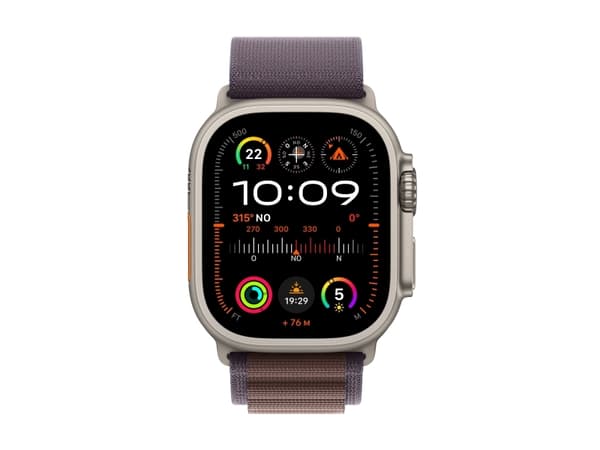 Apple Watch Ultra 2 - 49 mm - titan - smart klocka med Alpine Loop - textil - indigo - bandstorlek: L - 64 GB - LTE, Wi-Fi, Bluetooth, UWB - 4G - 61.