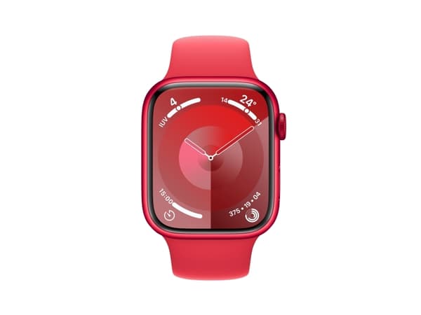 Apple Watch Series 9 (GPS + Cellular) - (PRODUCT) RED - 45 mm - röd aluminium - smart klocka med sportband - fluoroelastomer - röd - bandstorlek: M/L