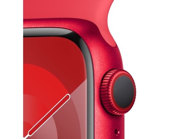 Apple Watch Series 9 (GPS + Cellular) - (PRODUCT) RED - 41 mm - röd aluminium - smart klocka med sportband - fluoroelastomer - röd - bandstorlek: S/M