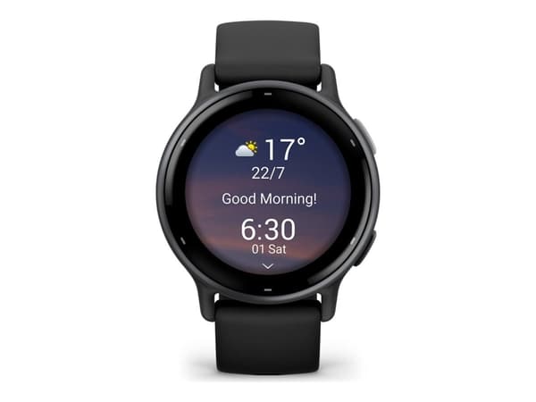 Garmin vívoactive 5 - Svart - smartklokke med bånd - silikon - håndleddstørrelse: 125-190 mm - display 1.2" - 4 GB - Bluetooth, ANT+, Wi-Fi - 26 g