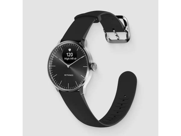 Withings ScanWatch Light - 37 mm - rostfritt stål - smart klocka med band - fluoroelastomer - handledsstorlek: 146-211 mm - monokrom - Bluetooth LE -