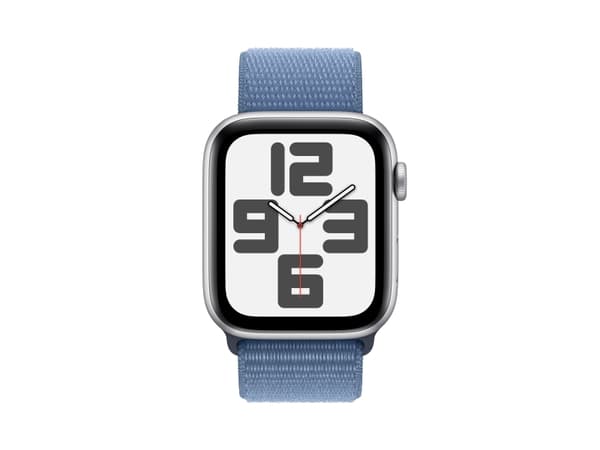 Apple Watch SE (GPS + Cellular) - 2. generasjon - 44 mm - sølvaluminium - smartklokke med sportssløyfe - vevet nylon - vinterblå - håndleddstørrelse: