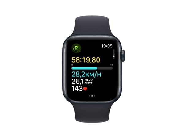 Apple Watch SE (GPS + Cellular) - 2a generation - 44 mm - midnattsaluminium - smart klocka med sportband - fluoroelastomer - midnatt - bandstorlek: M