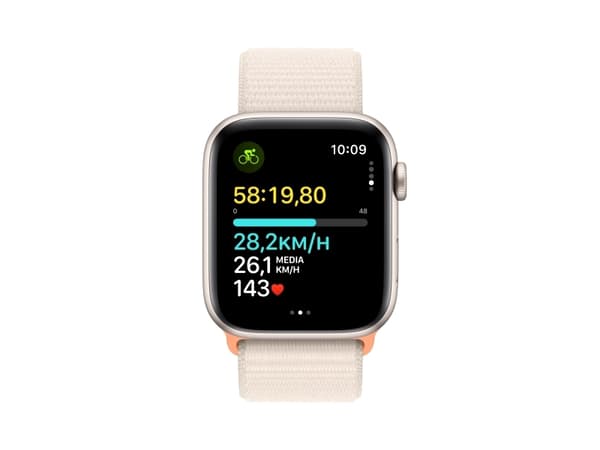 Apple Watch SE (GPS + Cellular) - 2. generasjon - 44 mm - stjernelysaluminium - smartklokke med sportssløyfe - nylon - stjernelys - håndleddstørrelse