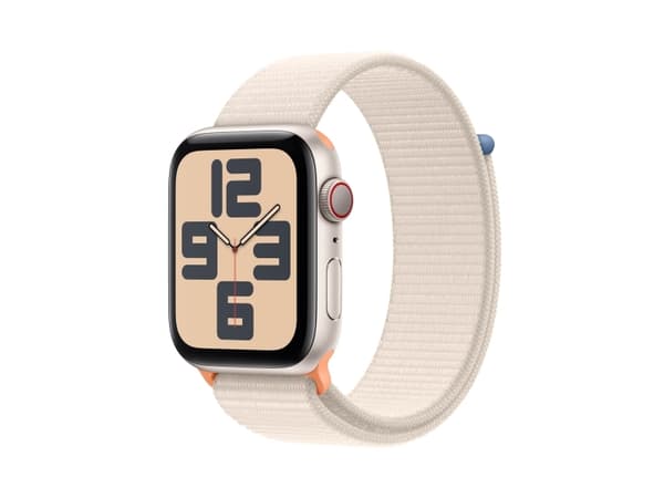 Apple Watch SE (GPS + Cellular) - 2. generasjon - 44 mm - stjernelysaluminium - smartklokke med sportssløyfe - nylon - stjernelys - håndleddstørrelse