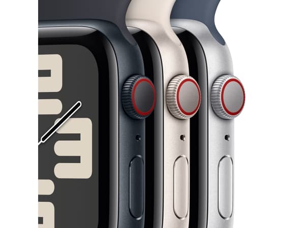 Apple Watch SE (GPS + Cellular) - 2a generation - 44 mm - midnattsaluminium - smart klocka med sportögla - vävd nylon - midnatt - handledsstorlek: 14