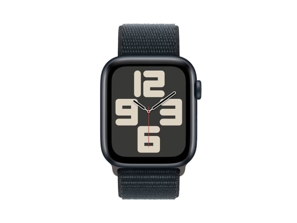 Apple Watch SE (GPS) - 2a generation - 44 mm - midnattsaluminium - smart klocka med sportögla - vävd nylon - midnatt - handledsstorlek: 145-220 mm -