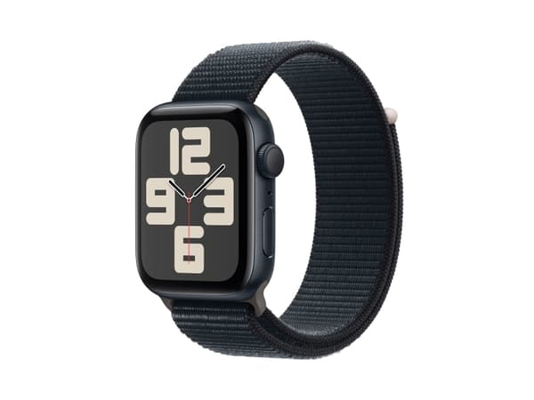Apple Watch SE (GPS) - 2a generation - 44 mm - midnattsaluminium - smart klocka med sportögla - vävd nylon - midnatt - handledsstorlek: 145-220 mm -