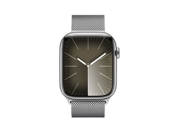 Apple Watch Series 9 (GPS + Cellular) - 45 mm - rostfritt stål i silver - smart klocka med milanesisk loop - 64 GB - Wi-Fi, Bluetooth, UWB, LTE - 4G