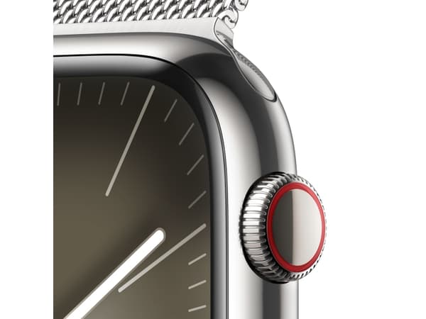 Apple Watch Series 9 (GPS + Cellular) - 45 mm - rostfritt stål i silver - smart klocka med milanesisk loop - 64 GB - Wi-Fi, Bluetooth, UWB, LTE - 4G