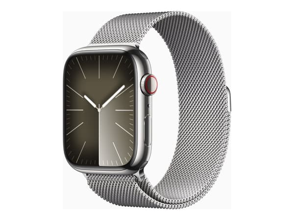 Apple Watch Series 9 (GPS + Cellular) - 45 mm - rostfritt stål i silver - smart klocka med milanesisk loop - 64 GB - Wi-Fi, Bluetooth, UWB, LTE - 4G