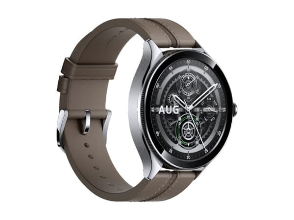 Xiaomi Watch 2 Pro - 46 mm - rostfritt stål i silver - smart klocka med rem - läder - brun - handledsstorlek: 135-205 mm - display 1.43" - 32 GB - Bl