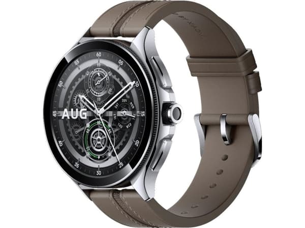 Xiaomi Watch 2 Pro - 46 mm - rostfritt stål i silver - smart klocka med rem - läder - brun - handledsstorlek: 135-205 mm - display 1.43" - 32 GB - Bl