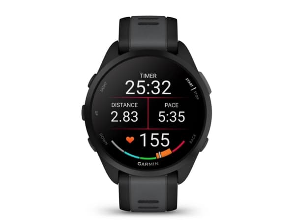 Garmin Forerunner 165 - Svart - sportklocka med band - silikon - skiffergrå - handledsstorlek: 126-203 mm - display 1.2" - 4 GB - Bluetooth, ANT+ - 3