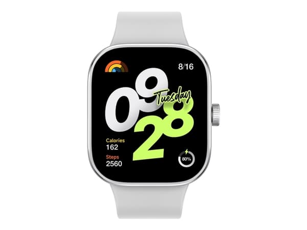 Xiaomi Redmi Watch 4 - Smartklokke med stropp - TPU - hvit - håndleddstørrelse: 135-205 mm - display 1.97" - Bluetooth - 31.5 g - sølvgrå