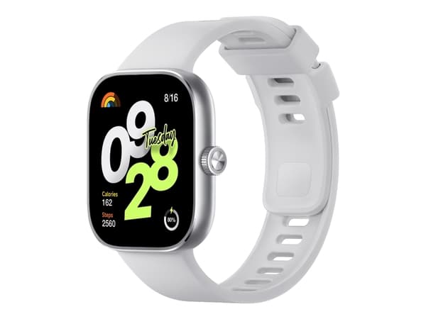 Xiaomi Redmi Watch 4 - Smartklokke med stropp - TPU - hvit - håndleddstørrelse: 135-205 mm - display 1.97" - Bluetooth - 31.5 g - sølvgrå