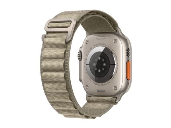 Apple Watch Ultra 2 - 49 mm - titan - smart klocka med Alpine Loop - textil - oliv - bandstorlek: S - 64 GB - LTE, Wi-Fi, Bluetooth, UWB - 4G - 61.4