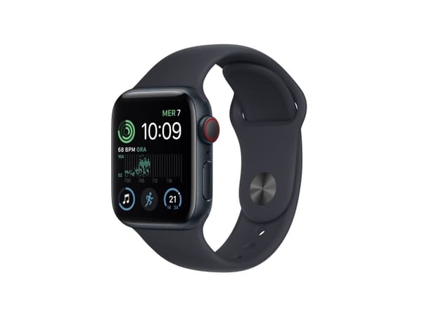 Apple Watch SE (GPS + Cellular) - 2. generasjon - 40 mm - midnattsaluminium - smartklokke med sportsbånd - fluorelastomer - midnatt - båndbredde: Reg
