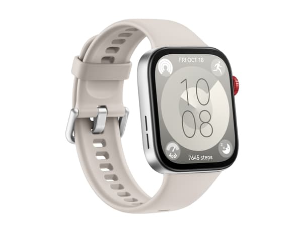 Huawei Watch Fit 3 - Aluminiumslegering - smartklokke med stropp - lær - hvit - håndleddstørrelse: 120-190 mm - display 1.82" - Bluetooth, Wi-Fi - 26