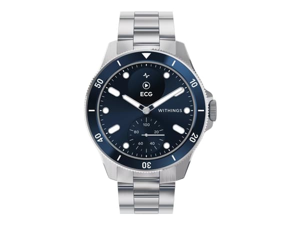 Withings ScanWatch Nova - 42 mm - rustfritt stål - hybridsmartur med Oyster-metallarmbånd - metall - display 0.63" - monokrom - Bluetooth LE - 63 g -