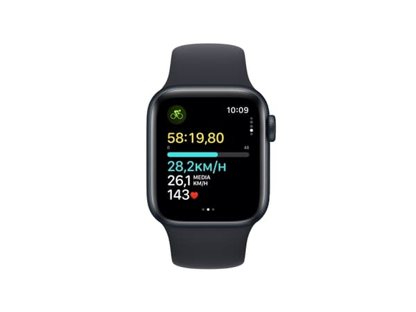 Apple Watch SE (GPS) - 2a generation - 40 mm - midnattsaluminium - smart klocka med sportband - fluoroelastomer - midnatt - bandstorlek: S/M - 32 GB