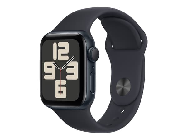 Apple Watch SE (GPS) - 2a generation - 40 mm - midnattsaluminium - smart klocka med sportband - fluoroelastomer - midnatt - bandstorlek: S/M - 32 GB
