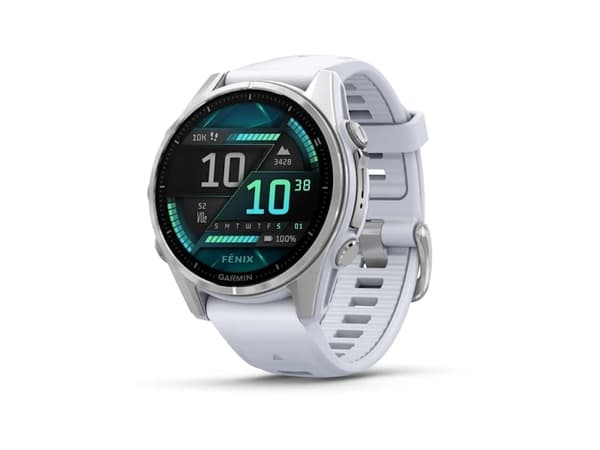 Garmin Fenix 8 - 43 mm - silver - sportklocka med band - silikon - whitestone - handledsstorlek: 108-182 mm - display 1.4" - 32 GB - Bluetooth, Wi-Fi