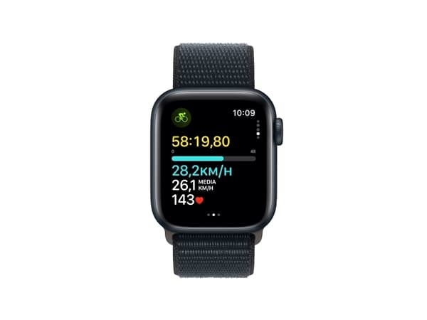 Apple Watch SE (GPS) - 2a generation - 40 mm - midnattsaluminium - smart klocka med sportögla - vävd nylon - midnatt - handledsstorlek: 145-220 mm -