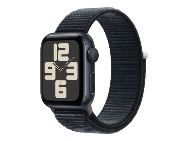Apple Watch SE (GPS) - 2a generation - 40 mm - midnattsaluminium - smart klocka med sportögla - vävd nylon - midnatt - handledsstorlek: 145-220 mm -