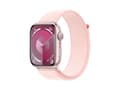 Miniatyrbild 2 av 5: Apple Watch Series 9 (GPS) - 45 mm - rosa aluminium - smart klocka med sportögla - mjukt nylon i dubbla lager - ljusrosa - 64 GB - Wi-Fi, Bluetooth,