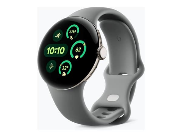 Google Pixel Watch 3 - 41 mm - sjampagnegull-aluminium - smartklokke med aktivt bånd - fluorelastomer - hassel - båndbredde: L - 32 GB - Bluetooth, W