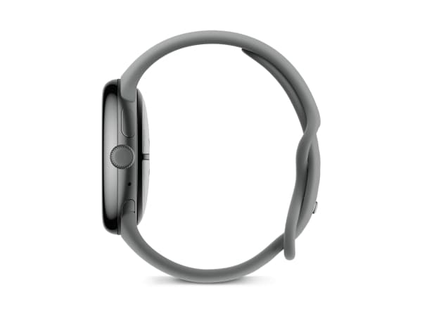 Google Pixel Watch 3 - 45 mm - mattsvart aluminium - smart klocka med aktivt band - fluoroelastomer - hazel - bandstorlek: L - 32 GB - Bluetooth, Wi-