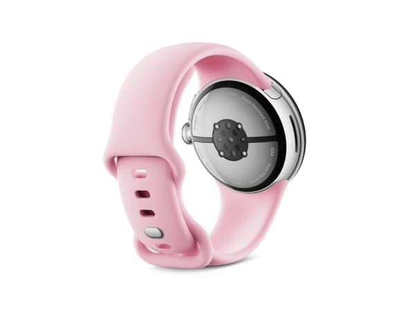Google Pixel Watch 3 - 41 mm - polert sølvaluminium - smartklokke med aktivt bånd - fluorelastomer - rose quartz - båndbredde: L - 32 GB - Bluetooth,