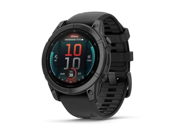 Garmin fenix E - 47 mm - skiffergrått stål - sportklocka med band - silikon - svart - handledsstorlek: 125-208 mm - display 1.3" - 16 GB - Bluetooth,