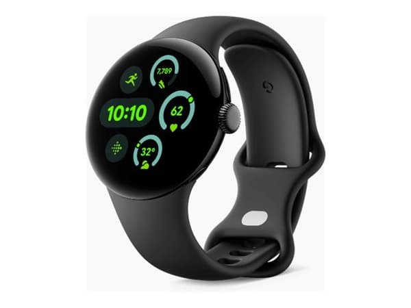 Google Pixel Watch 3 - 41 mm - mattsvart aluminium - smartklokke med aktivt bånd - fluorelastomer - obsidian - båndbredde: L - 32 GB - Bluetooth, Wi-